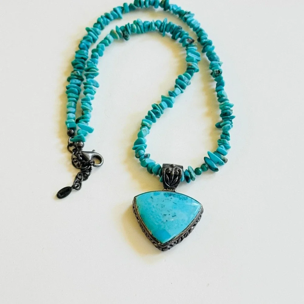 Barse Blue Turquoise‎ Beaded collar Necklace beaded Sterling Silver 925 19